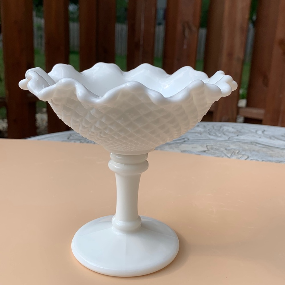 Vintage Westmoreland Milk Glass Compote Bowl Footed Pedestal Candy Dish